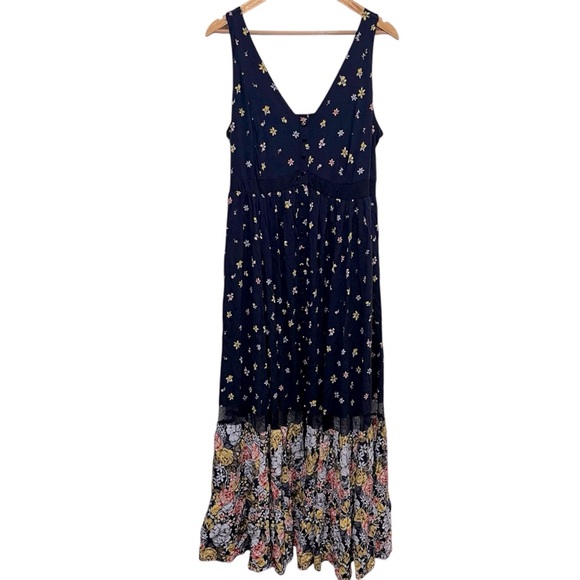 TORRID Challis Button Front Floral Navy Maxi Dress Size 1X - Picture 2 of 10